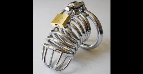 A typical metal chastity cage