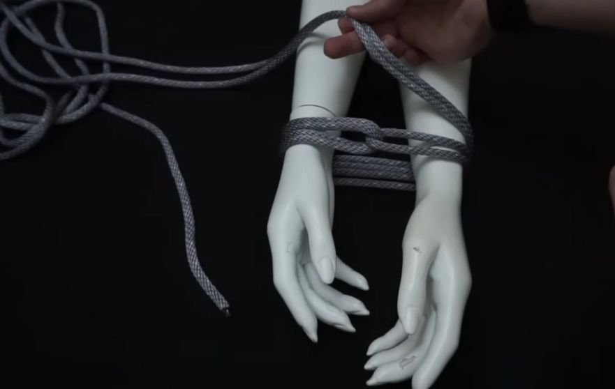 A dummy used to demonstrate BDSM bondage restraints