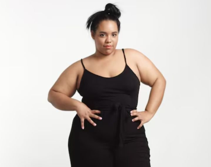 A fat woman depicting fat fetishism, also called adipohilia